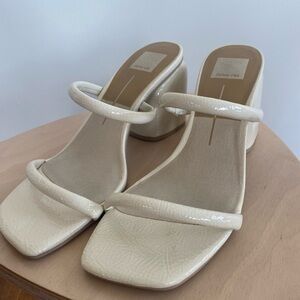 Dolce Vita Cream Patent Double-Strap Block Heels